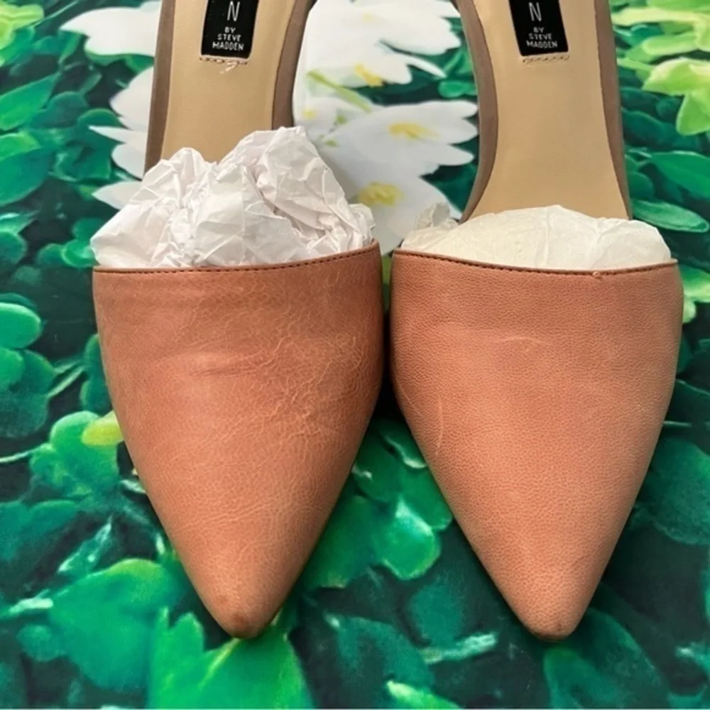 Steven By Steve Madden Anibell Peach Pink Leather Point Toe Heels Size 8.5